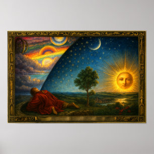 Celestial Cosmos Derived From Flammarion Engraving Poster