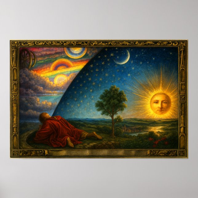 Celestial Cosmos Derived From Flammarion Engraving Poster (Front)