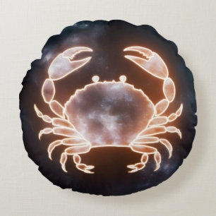 Celestial Crab Art Representing Cancer Zodiac Cons Round Pillow