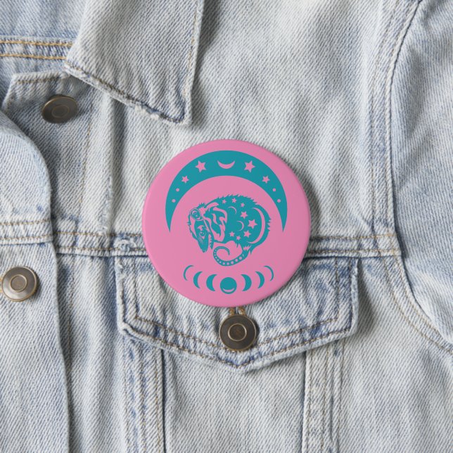 Celestial Crecent Moon Possum Whimsical Nature  3 Inch Round Button (In Situ)