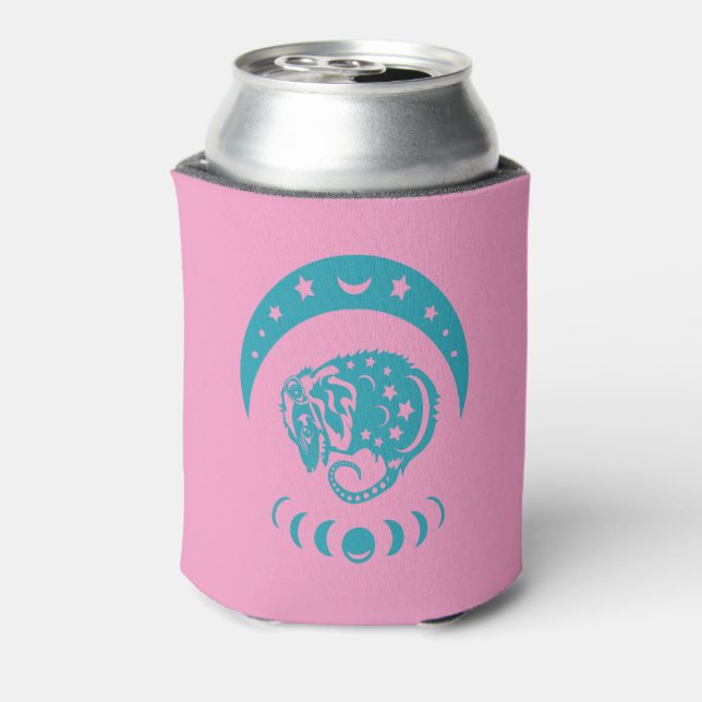 Celestial Crecent Moon Possum Whimsical Nature  Can Cooler (Can Back)