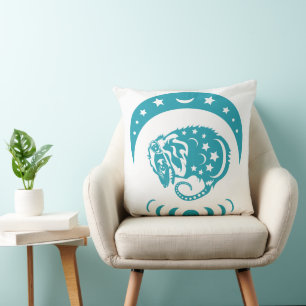 Celestial Crecent Moon Possum Whimsical Nature Throw Pillow