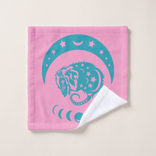 Celestial Crecent Moon Possum Whimsical Nature  Wash Cloth (Wash Cloth)