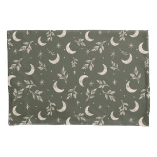Celestial Crescent & Botanical Foliage Pillowcase