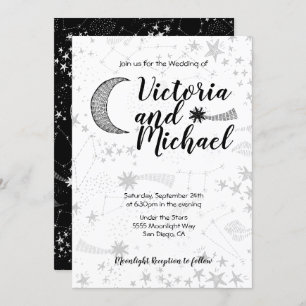 Celestial Cresent Moon Wedding Invitations