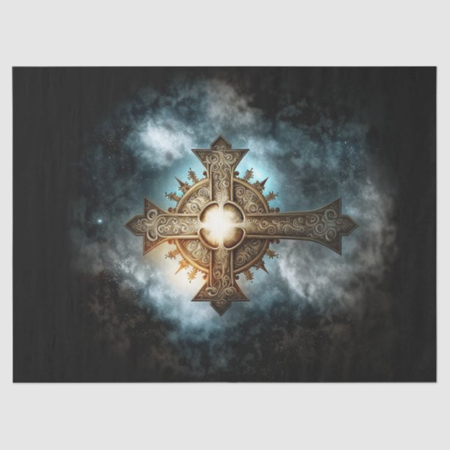 Celestial Cross Decoupage Tissue Paper (Front)