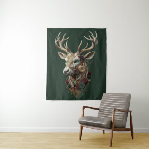 Celestial Crowned Stag - Ancient Future Clockwork  Tapestry