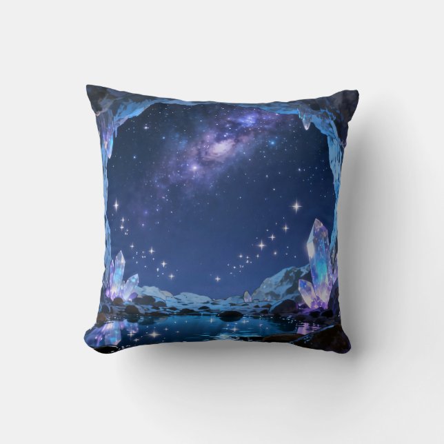 Celestial Crystal Cave Throw Pillow (Front)