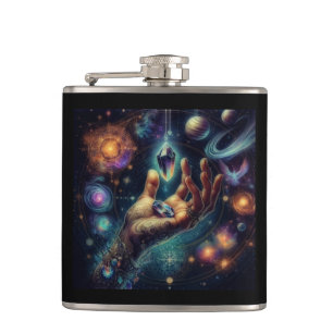Celestial Crystal in the Palm Galaxy Spacy Hip Flask
