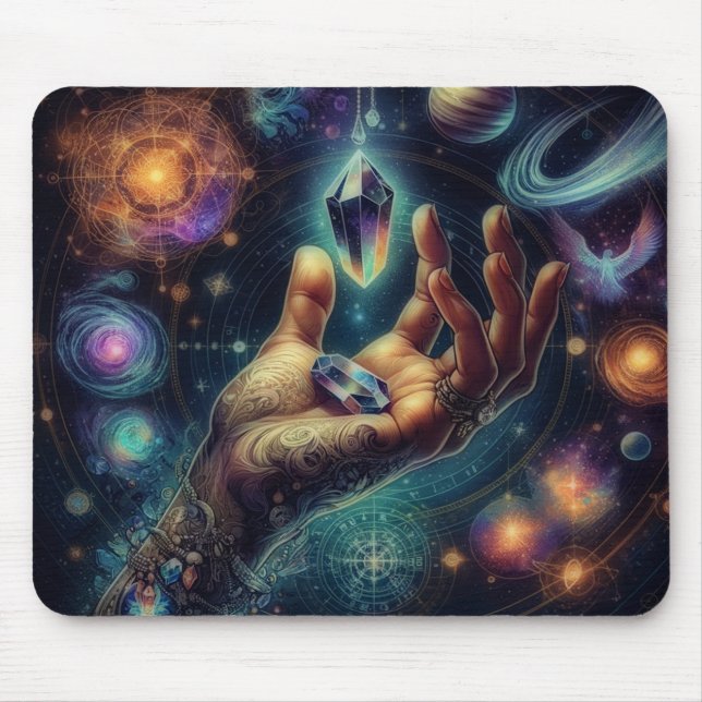 Celestial Crystal in the Palm Galaxy Spacy  Mouse Pad (Front)