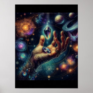 Celestial Crystal in the Palm Galaxy Spacy Poster