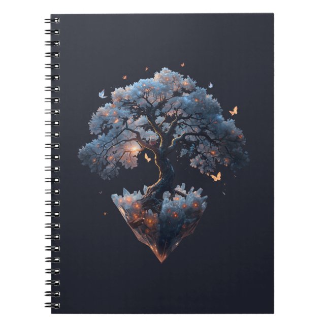 Celestial Crystal Tree – Fantasy Nature Art Notebook (Front)