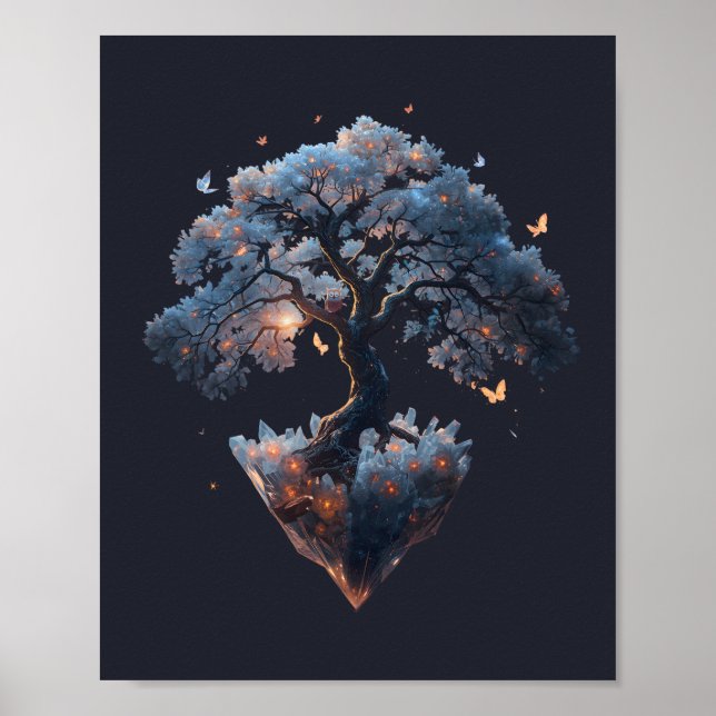 Celestial Crystal Tree – Fantasy Nature Art Poster (Front)