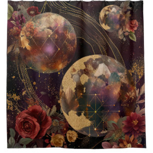 Celestial Crystal World Gold Purple Galaxy