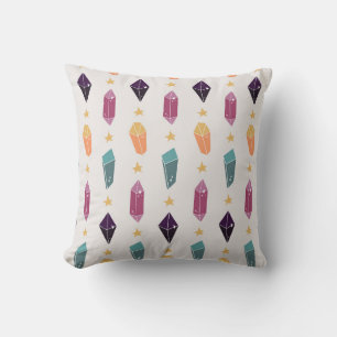 Celestial Crystals and Stars Throw Pillow