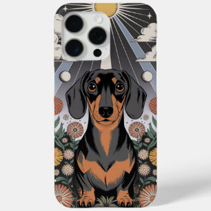 Celestial Dachshund Surrounded by Blooming Flowers iPhone 15 Pro Max Case