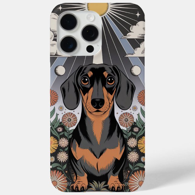 Celestial Dachshund Surrounded by Blooming Flowers Case-Mate iPhone Case (Back)