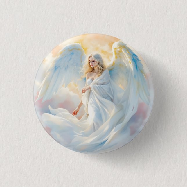 Celestial Dawn – Angel of Peace and Light 1 Inch Round Button (Front)