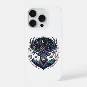 Celestial Deer Mystical Moon & Star Art Stag iPhone 15 Pro Case