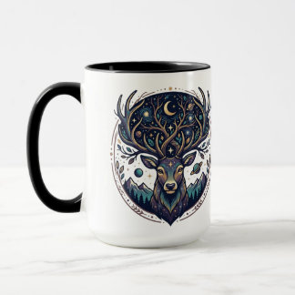 Celestial Deer Mystical Moon & Star Art Stag Mug