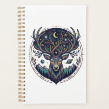 Celestial Deer Mystical Moon & Star Art Stag