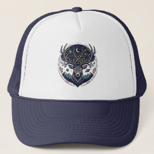 Celestial Deer Mystical Moon & Star Art Stag Trucker Hat