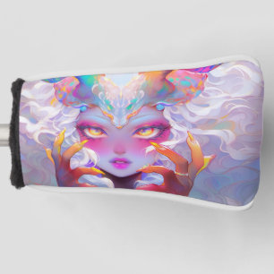 Celestial Demon Girl with Rainbow Horns Golf Head Cover