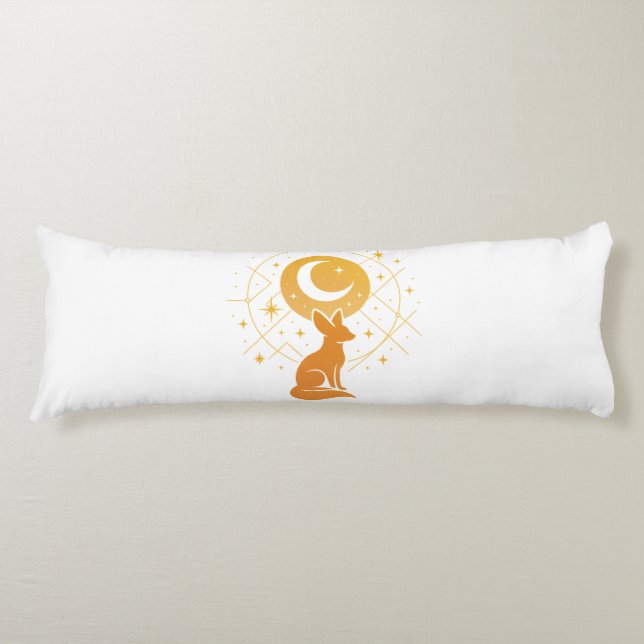 Celestial Desert Fox – Moon and Stars Cosmic  Body Pillow (Front)
