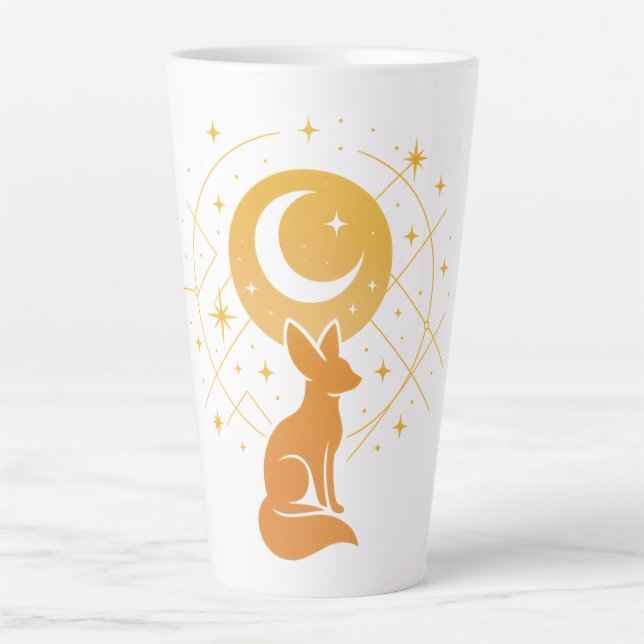 Celestial Desert Fox – Moon and Stars Cosmic  Latte Mug (Front)
