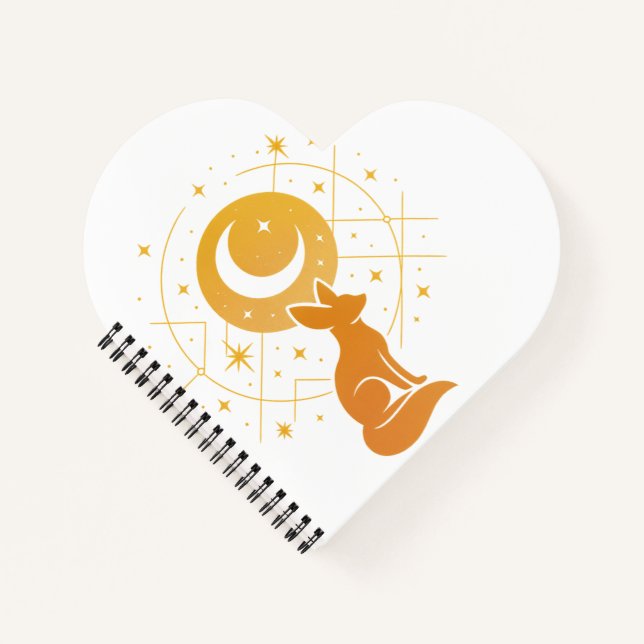 Celestial Desert Fox – Moon and Stars Cosmic  Notebook (Front)