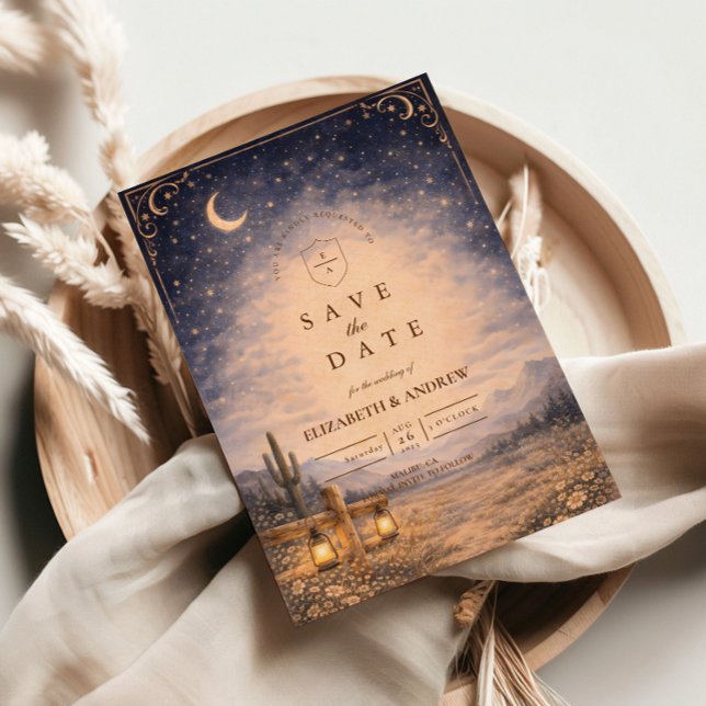 Celestial Desert Moonlit Western Wedding Save The Date (Creator Uploaded)