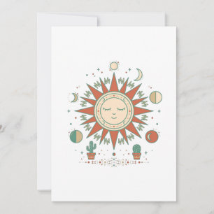 Celestial Desert Round Sticker - Sun Moon Planet C Invitation