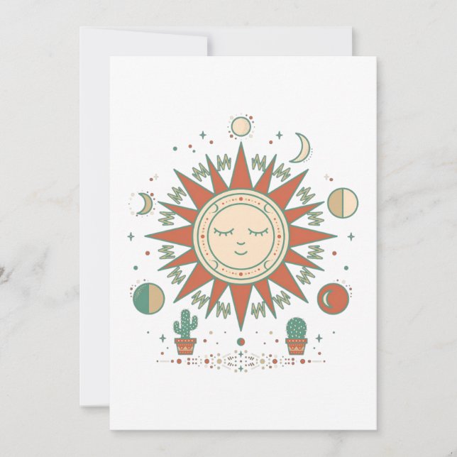 Celestial Desert Round Sticker - Sun Moon Planet C Save The Date (Front)