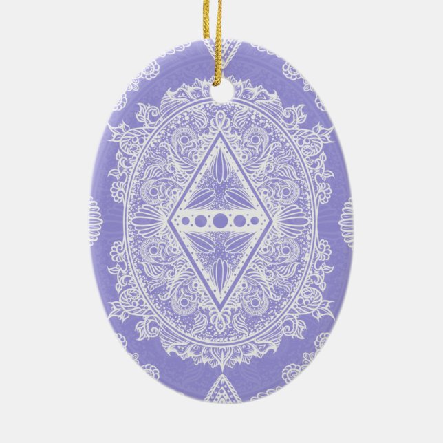 Celestial Diamond Mandala Ceramic Ornament (Back)