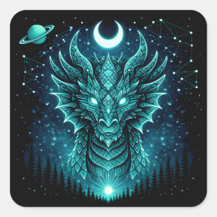 Celestial Dragon – Cosmic Myth Wildlife Galaxy Square Sticker