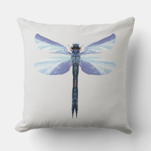 Celestial Dragonfly – Surreal Blue Insect Art Pill Throw Pillow