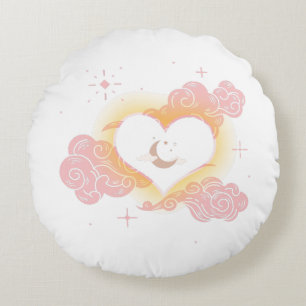 Celestial Dream Heart - Crescent Moon and Cloud Round Pillow