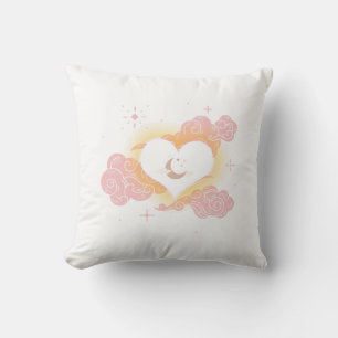 Celestial Dream Heart - Crescent Moon and Cloud Throw Pillow