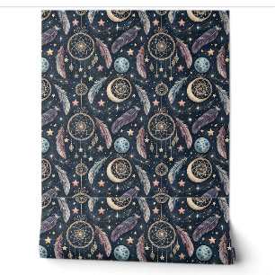 Celestial Dreamcatcher & Starry Night Art Pattern Wallpaper