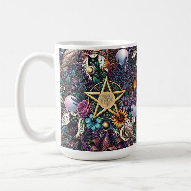 Celestial Dreamer Mystical Design Pagan and Nature Coffee Mug (Left)