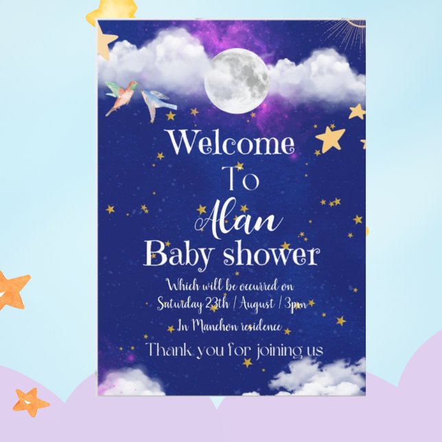 Celestial dreams blue baby shower  invitation (Creator Uploaded)