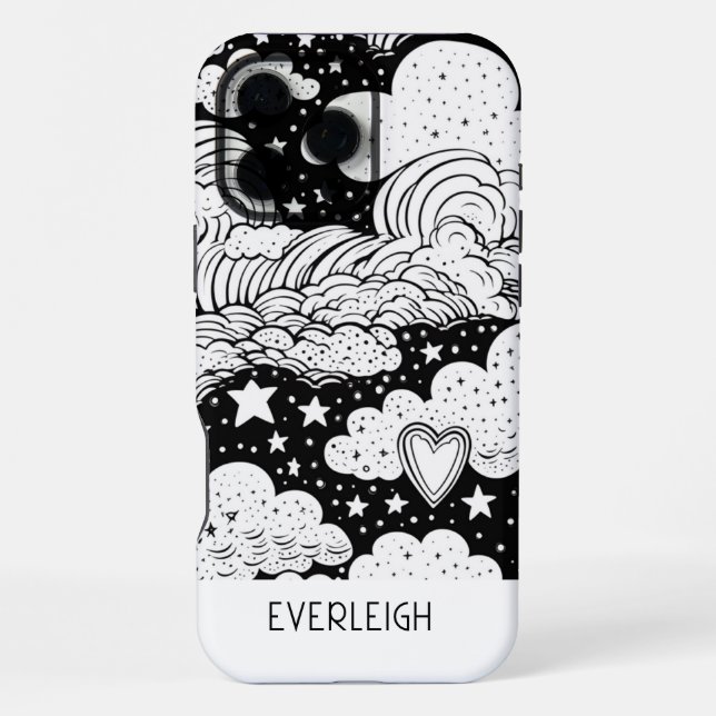 Celestial Dreams Doodles Personalized iPhone Case (Back)
