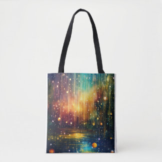 "Celestial Dreams: Magical Rain and Starry Skies T Tote Bag