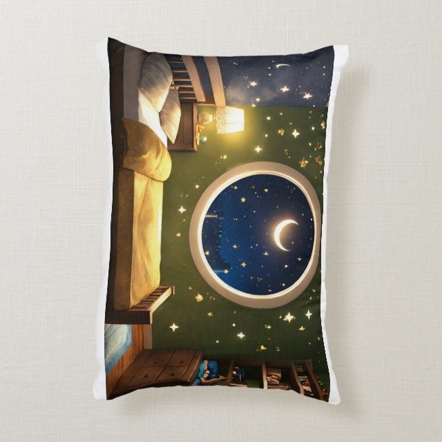 "Celestial Dreams: Moon and Star Pillow" Accent Pillow (Back(Vertical))