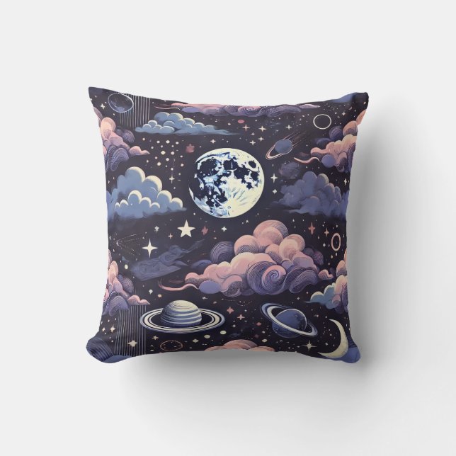 Celestial Dreamscape Throw Pillow (Front)