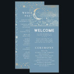 Celestial Dusty Blue and Gold Wedding Programs<br><div class="desc">Celestial dusty blue wedding programs with the ceremony and wedding party information for guests</div>