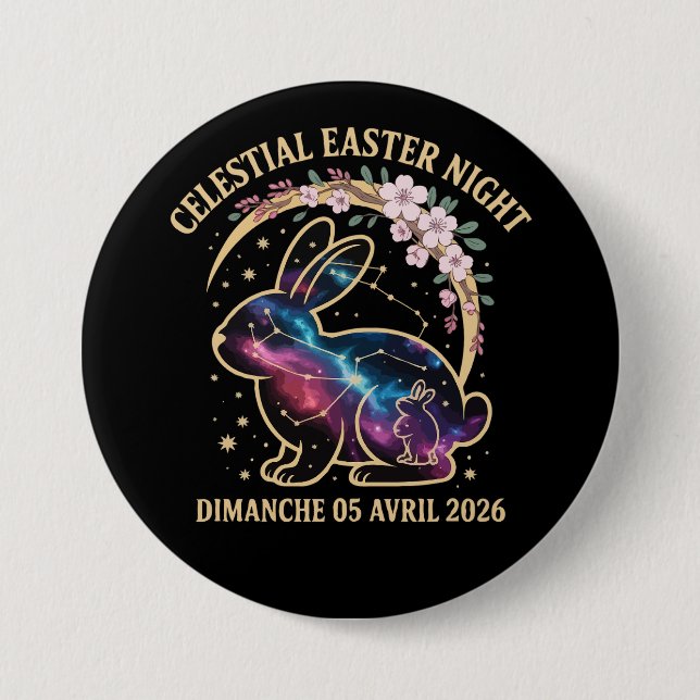 Celestial Easter Night 2026 Galaxy Bunny Constella 3 Inch Round Button (Front)