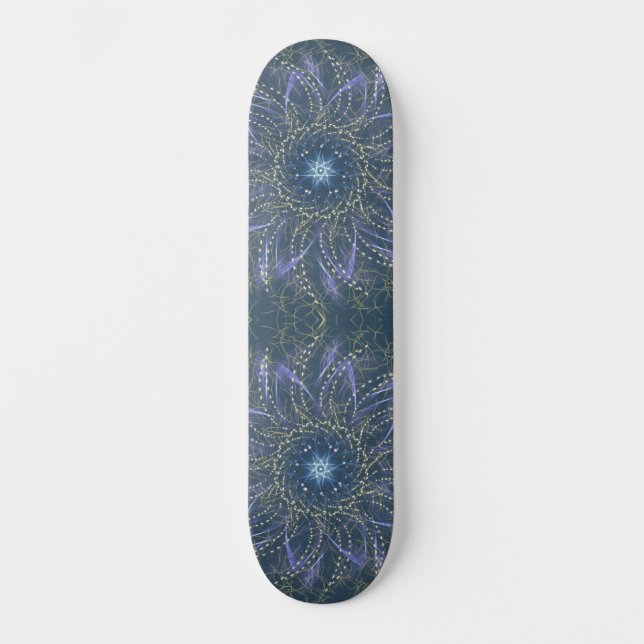 Celestial Echo – A Radiant Geometric Glow Skateboard (Front)