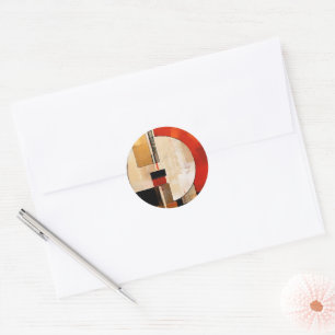 Celestial Elegance: Abstract Exploration in Beige Classic Round Sticker