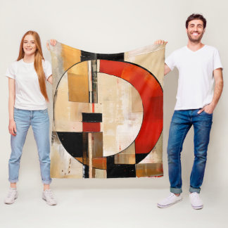 Celestial Elegance: Abstract Exploration in Beige Fleece Blanket